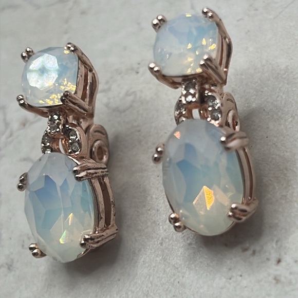 Jewelry - Rose Gold Opal Effect Clip On Earrings.